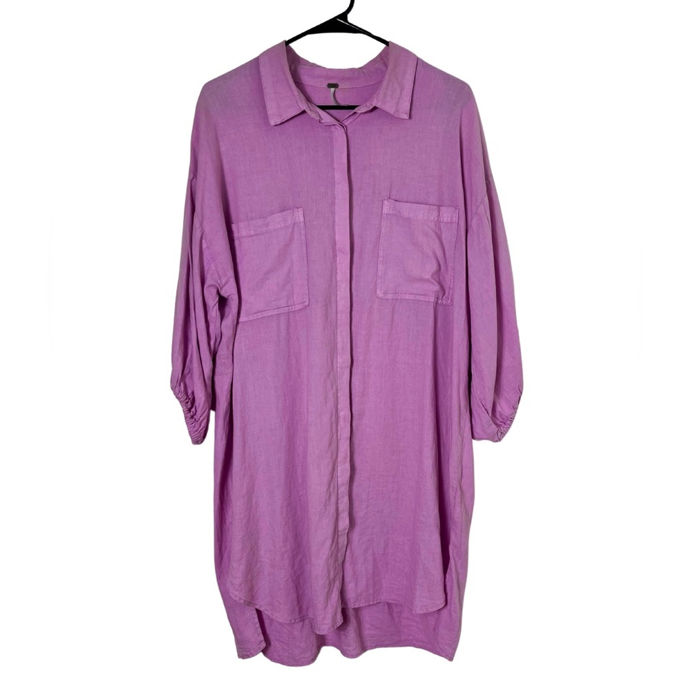 YFB Women’s Lavender Midi Linen T Shirt Dress